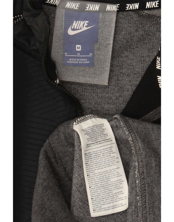 Nike muški pulover s kapuljačom na patentni zatvarač srednje sivi pamuk u blokovima boja