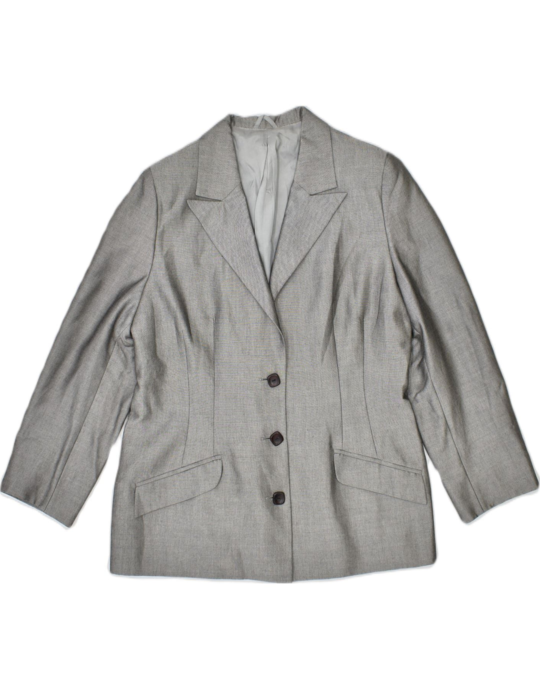 VINTAGE Womens 3 Button Blazer Jacket UK 12 Medium Grey | Vintage | Thrift | Second-Hand | Used Clothing | Messina Hembry 