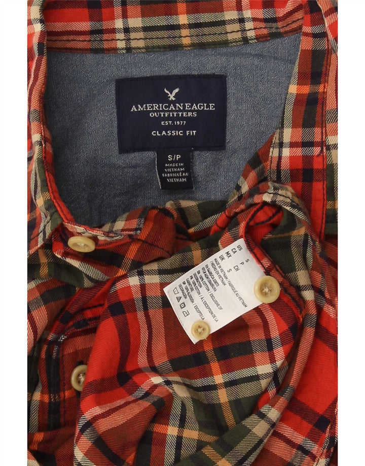 American Eagle Outfitters Klasična muška flanelska košulja malenog crvenog karirasta