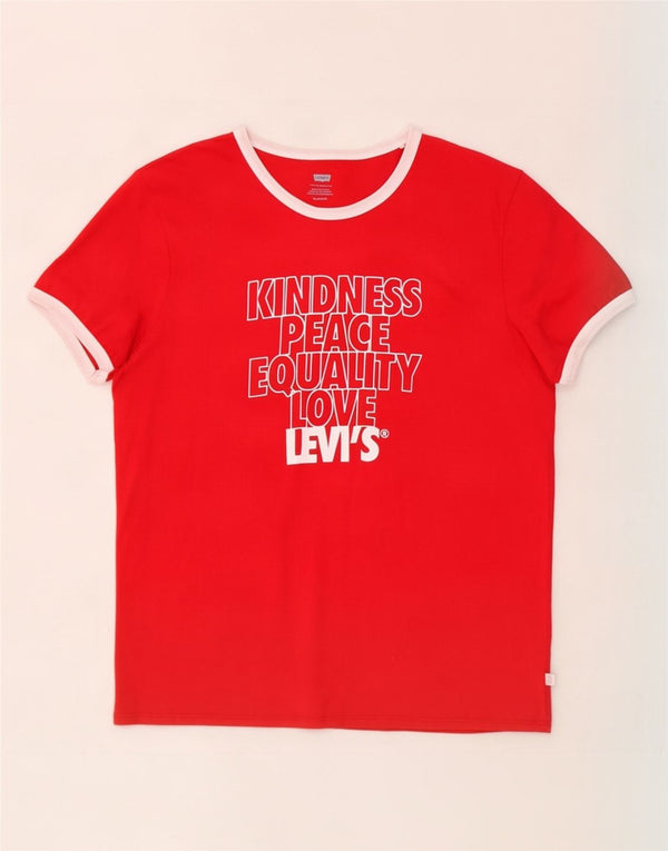 Levi's ženska majica kratkih rukava s grafičkim motivima UK 18 XL, crveni pamuk