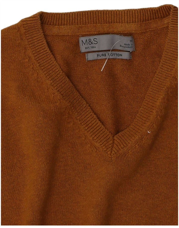 Marks & Spencer muški džemper s V-izrezom, srednje smeđi pamuk