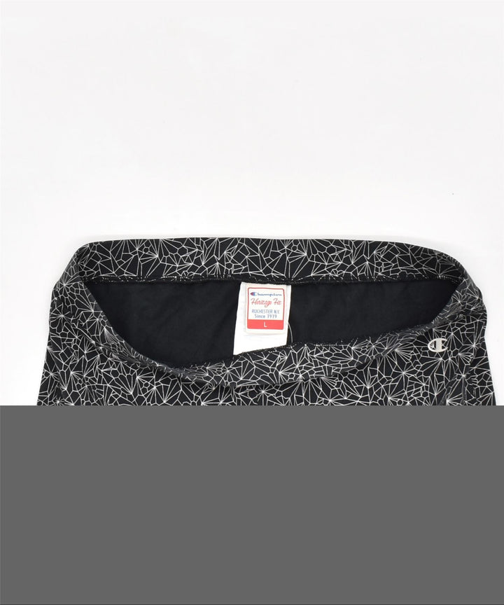 CHAMPION Womens Leggings Large Black Geometric | Vintage | Thrift | Second-Hand | Used Clothing | Messina Hembry 