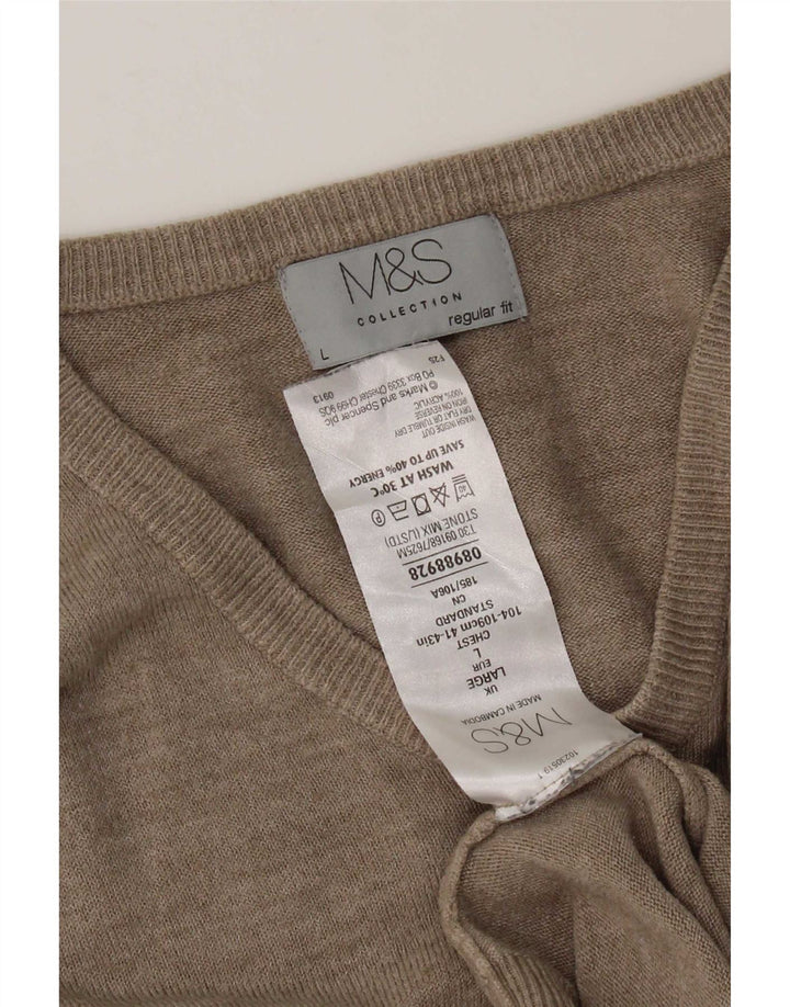 Marks & Spencer, veliki muški džemper s V-izrezom, veliki bež akrilni kroj