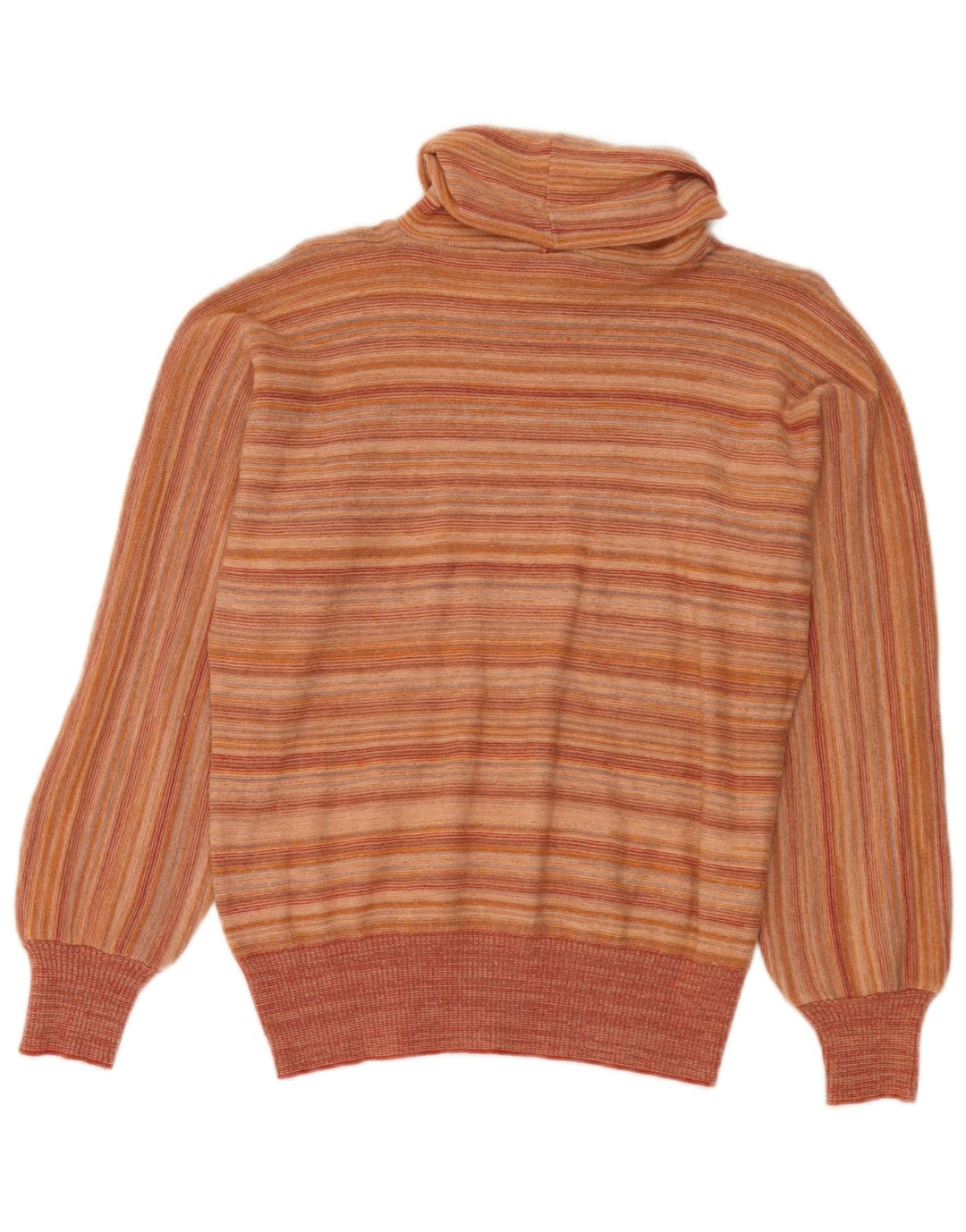 Vintage ženski pulover s rol izrezom IT 44 srednje narančaste pruge