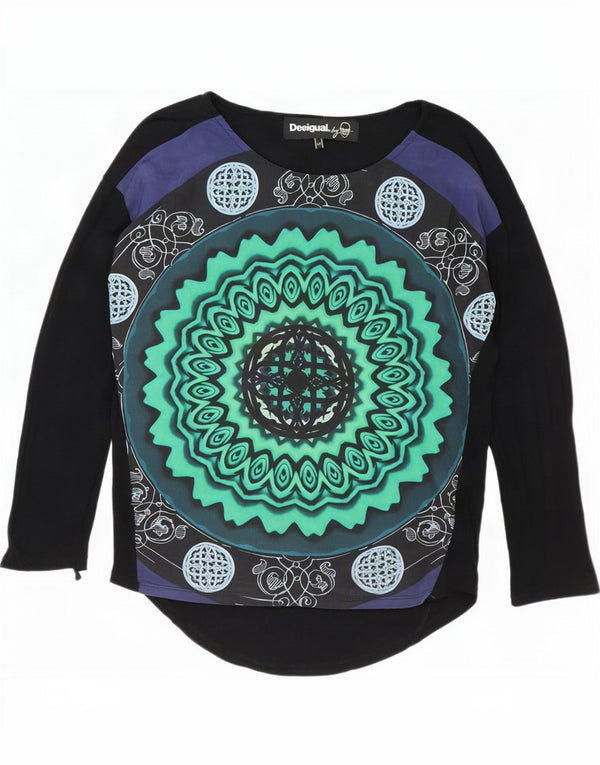 Desigual ženska majica dugih rukava s grafičkim motivima UK 14 srednje crna viskoza