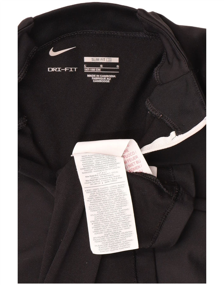 NIKE Boys Dri Fit Slim Fit Pullover Top Trenirka 12-13 Years Large Black