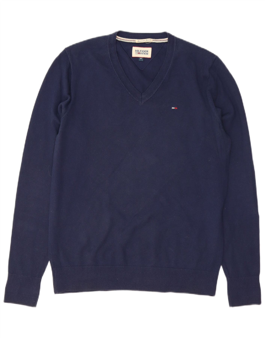 TOMMY HILFIGER Muški džemper s V-izrezom Srednji tamnoplavi pamuk