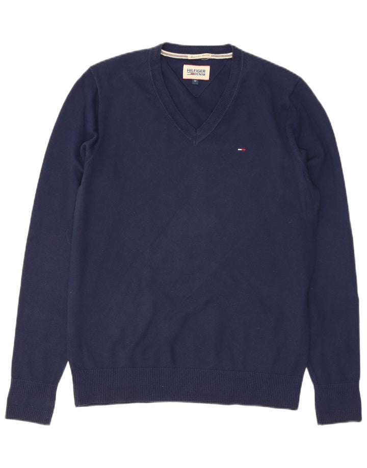 TOMMY HILFIGER Muški džemper s V-izrezom Srednji tamnoplavi pamuk