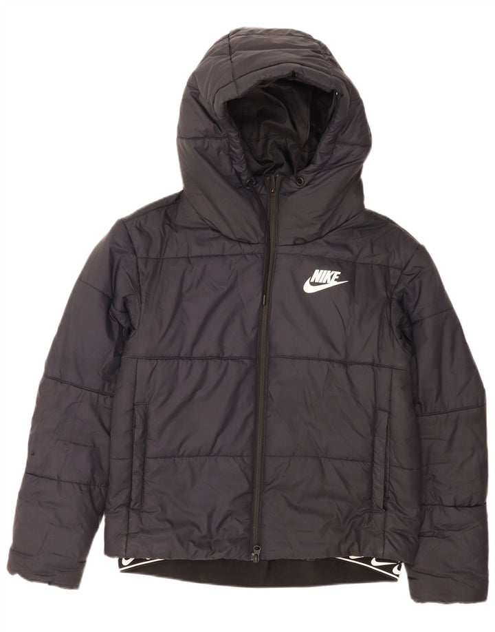Nike Ženska podstavljena jakna s kapuljačom s grafičkim motivima UK 10 Mala crna poliesterska
