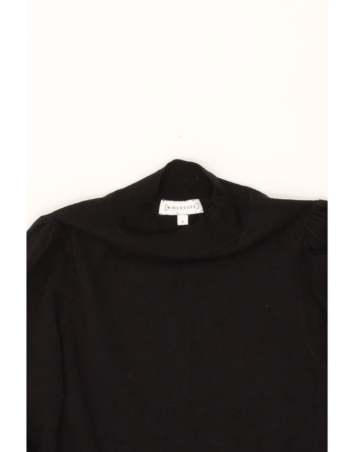 WAREHOUSE Womens Turtle Neck Jumper Sweater UK 8 Small  Black Viscose Vintage Warehouse and Second-Hand Warehouse from Messina Hembry 