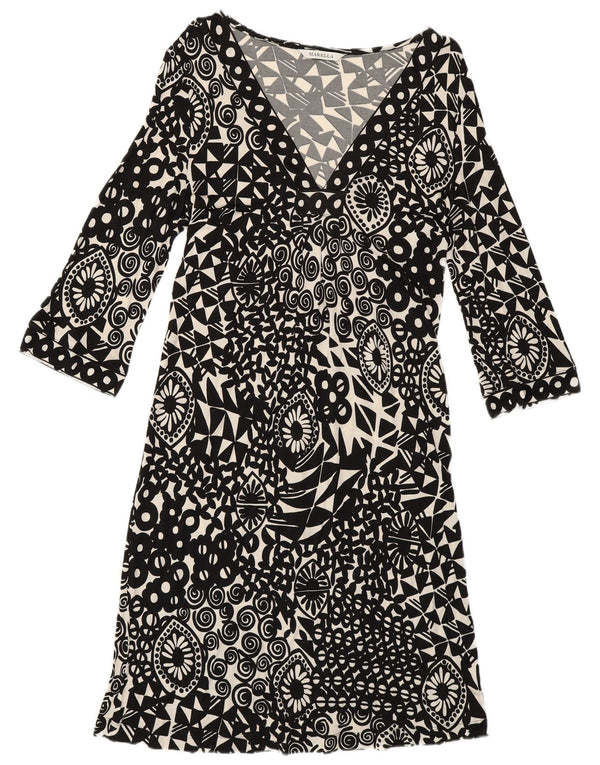 Marella ženska haljina A-kroja s 3/4 rukavima UK 12 srednje crna geometrijska