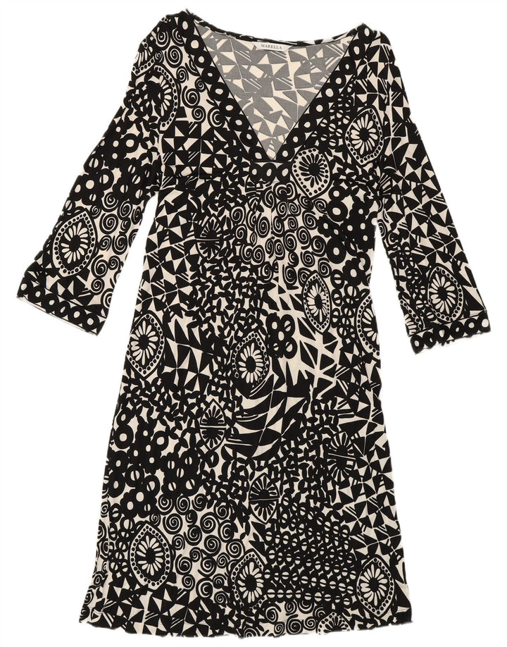 Marella ženska haljina A-kroja s 3/4 rukavima UK 12 srednje crna geometrijska