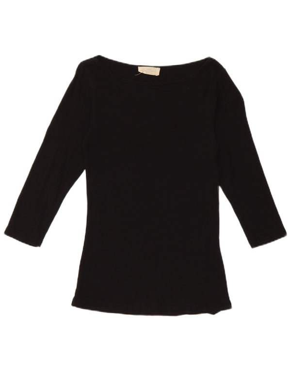 Zara Womens Top 3/4 Sleeve UK 8 Small Black Cotton