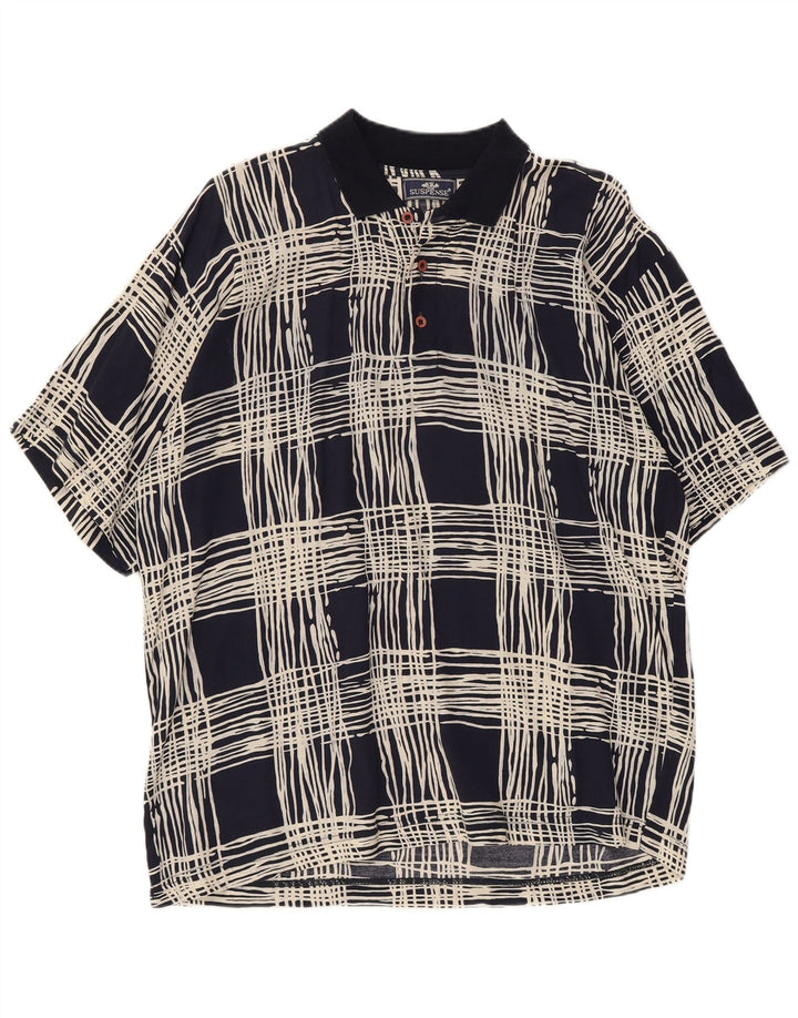 Suspense muška pulover majica kratkih rukava, velika tamnoplava karirana viskoza