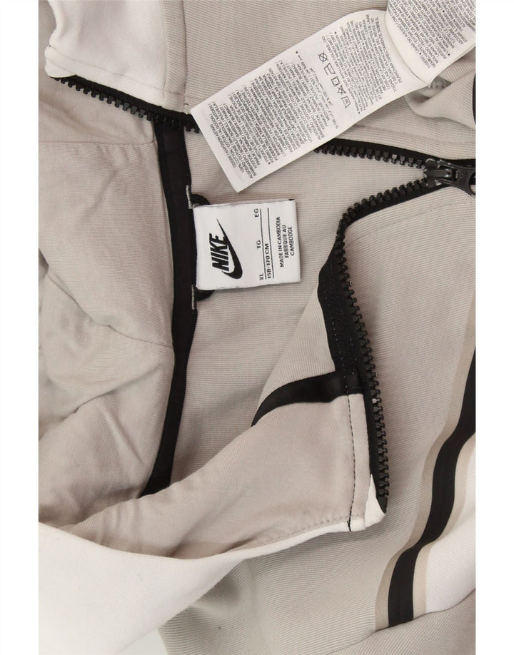 NIKE pulover s kapuljačom na patentni zatvarač za dječake 13-14 godina XL sivi pamuk u blokovima boja