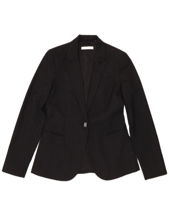 Stefanel žensko dvodijelno odijelo s 1 gumbom IT 40 malo W28 L28 crna prugasta