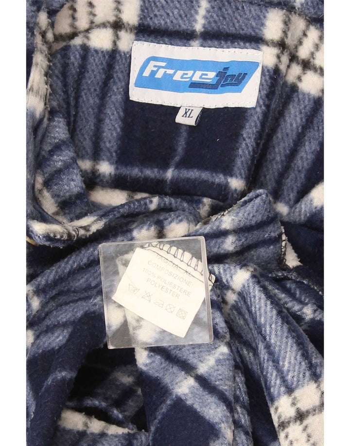 Vintage muška flanelska košulja XL tamnoplavi karirani poliester