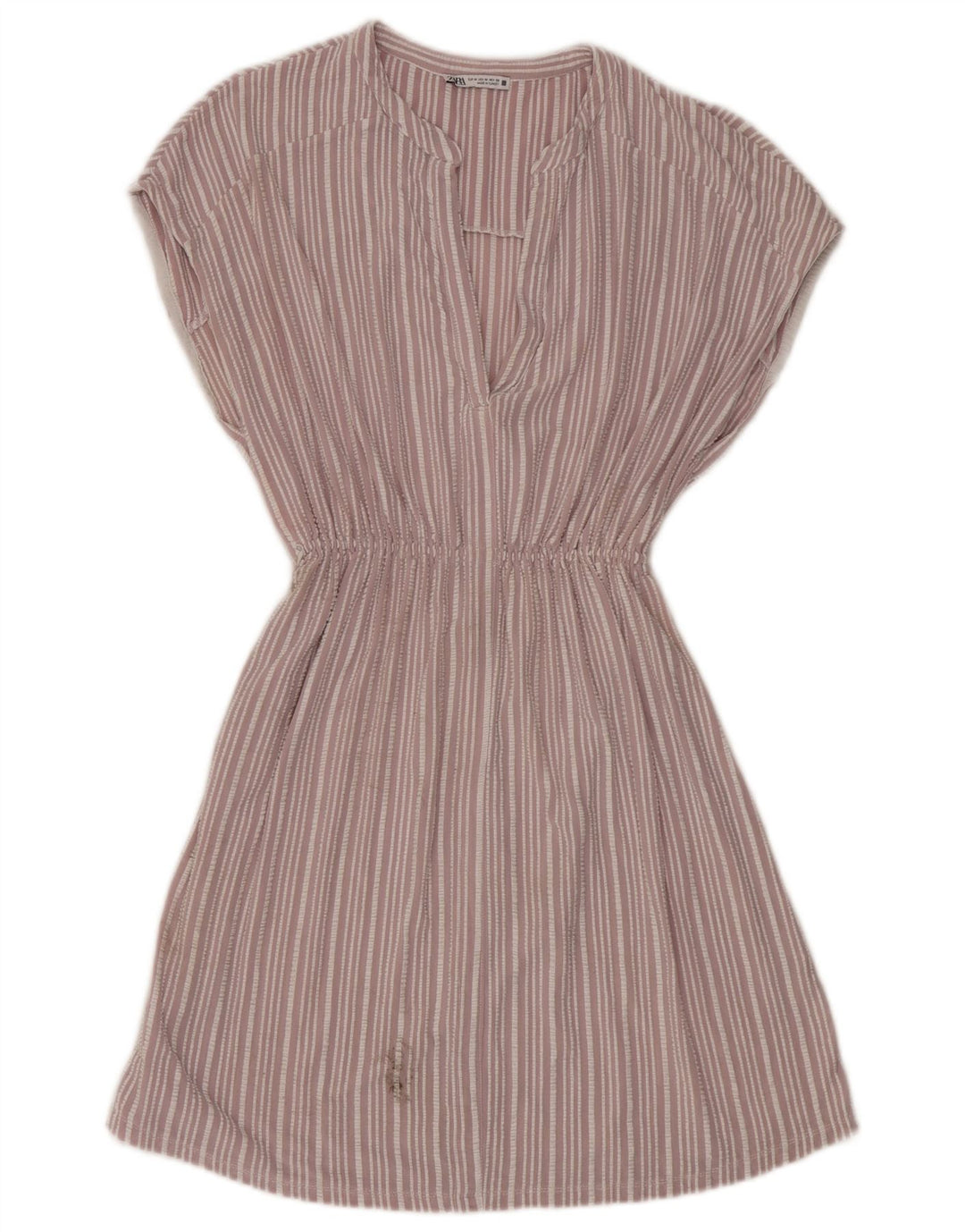 Zara ženska haljina A-kroja UK 14 Srednje ružičasta prugasta viskoza