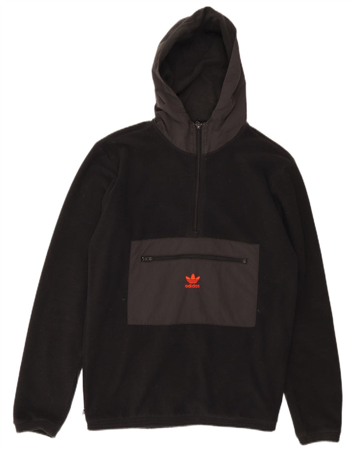 ADIDAS muški džemper od flisa s kapuljačom i izrezom, mali, crne boje