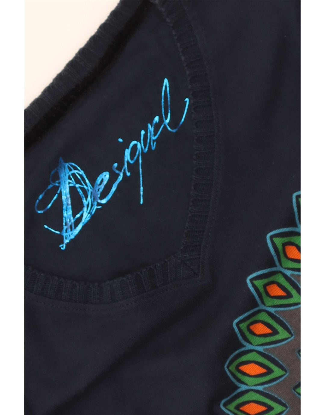 Desigual ženska majica dugih rukava s grafikom UK 12 srednje tamnoplave geometrije