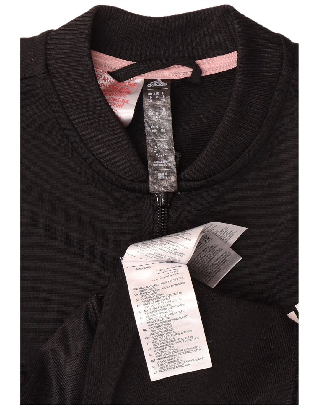 ADIDAS Gornja jakna trenirke za djevojčice 11-12 godina, crni poliester