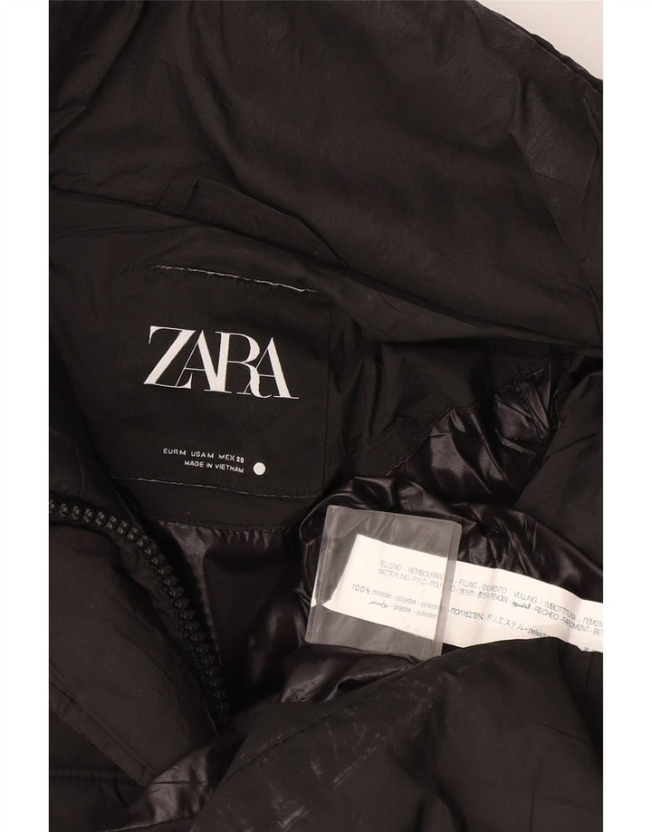 Zara ženski podstavljeni kaput s kapuljačom UK 14 srednji crni poliester