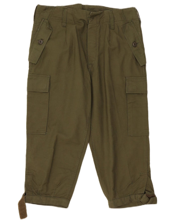 Vintage Womens Tapered Cargo Capri Trousers W34 L21 Khaki