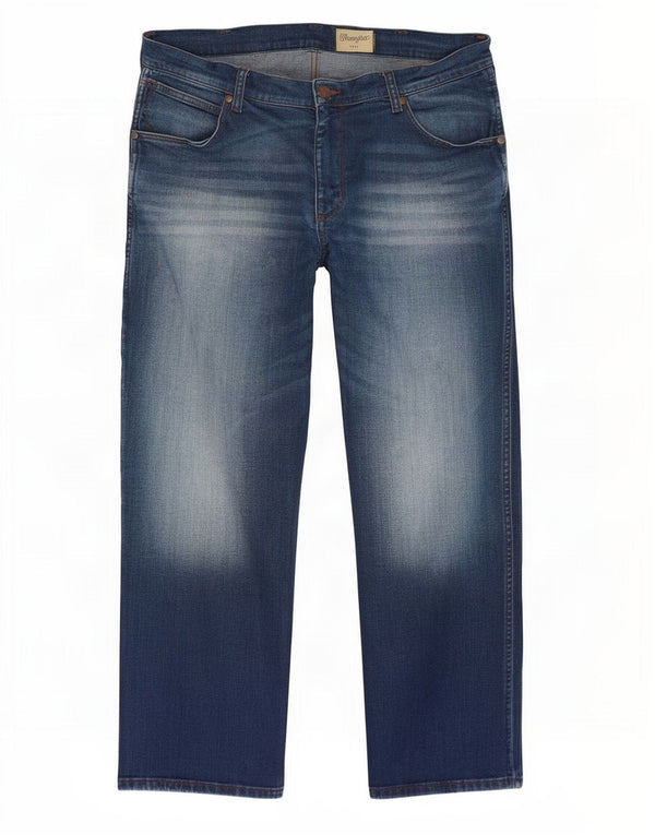 Wrangler muške Greensboro ravne traperice W36 L30 plavi pamuk