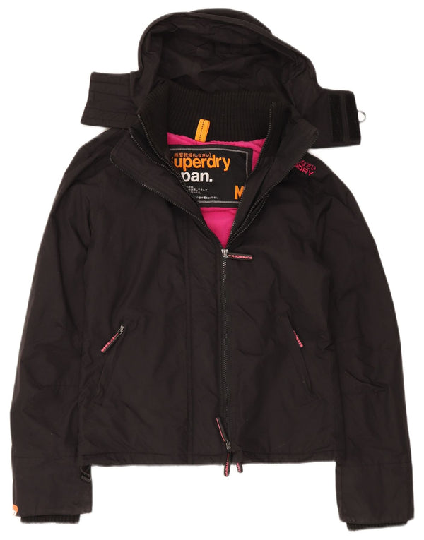 Superdry ženska vjetrovka s kapuljačom UK 14 Srednje crni najlon