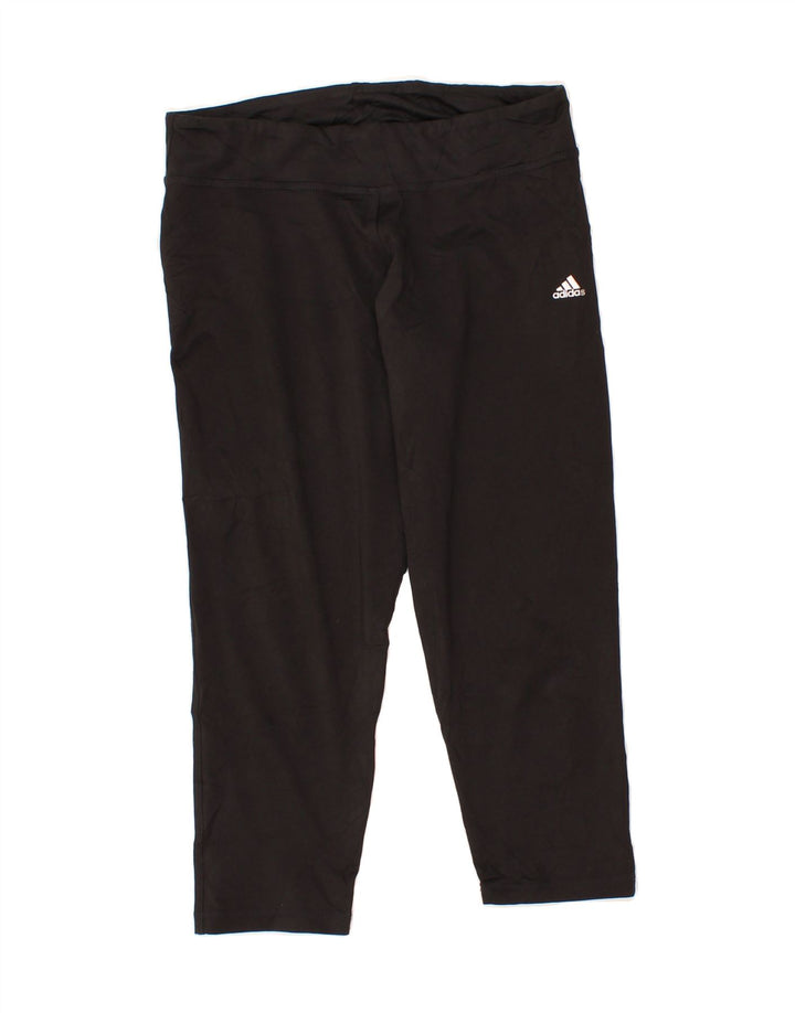 ADIDAS Womens Capri Leggings UK 12/14 Medium  Black Polyester Vintage Adidas and Second-Hand Adidas from Messina Hembry 