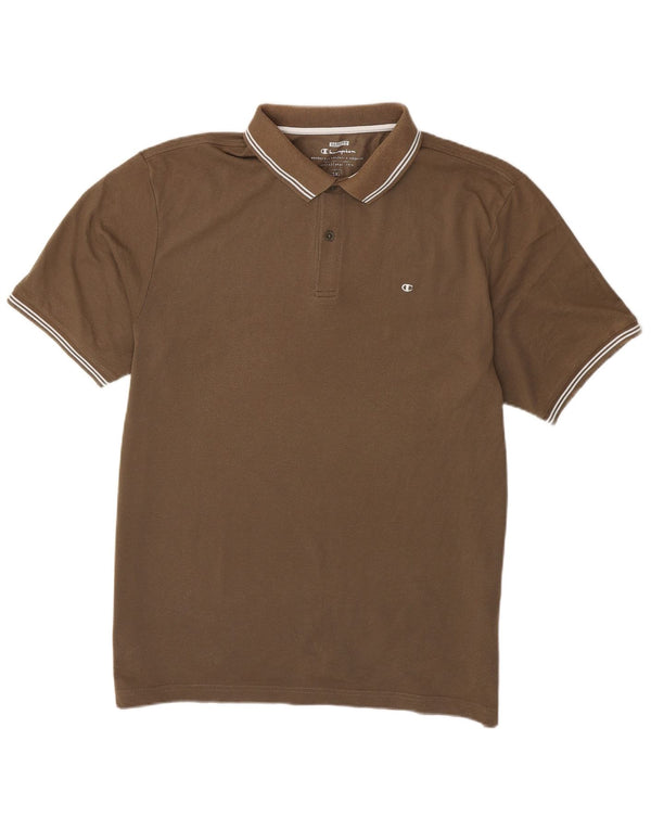 Champion Mens Easy Fit Polo Shirt 3XL Brown Striped Cotton