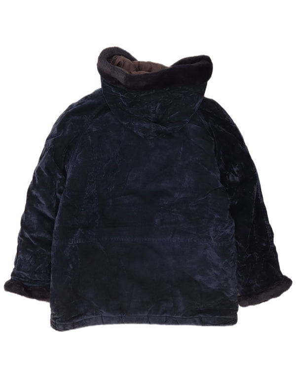 Vintage ženska vjetrovka s kapuljačom UK 14 srednje tamnoplava