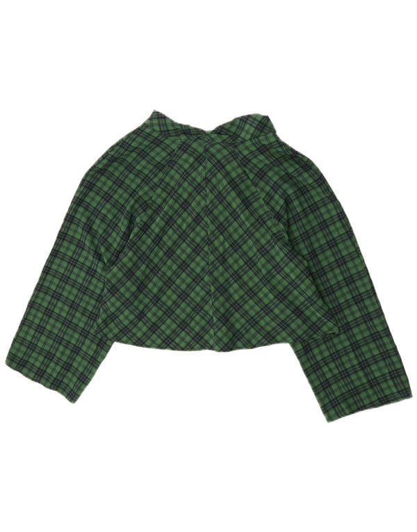 Zara ženska vrhunska bluza s 3/4 rukavima UK 10 Mali zeleni karirani