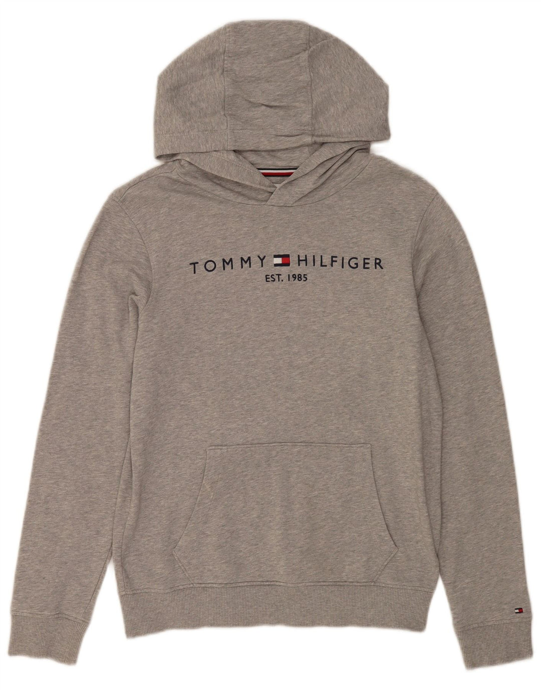 TOMMY HILFIGER Džemper s kapuljačom s kapuljačom za djevojčice 13-14 godina Sivi flekasti pamuk
