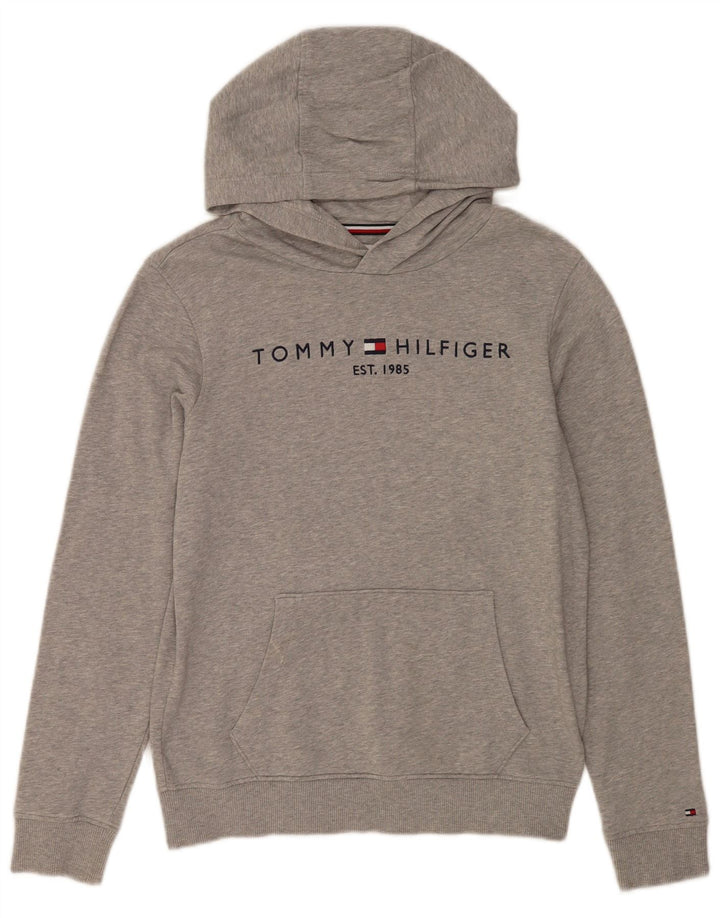 TOMMY HILFIGER Džemper s kapuljačom s kapuljačom za djevojčice 13-14 godina Sivi flekasti pamuk