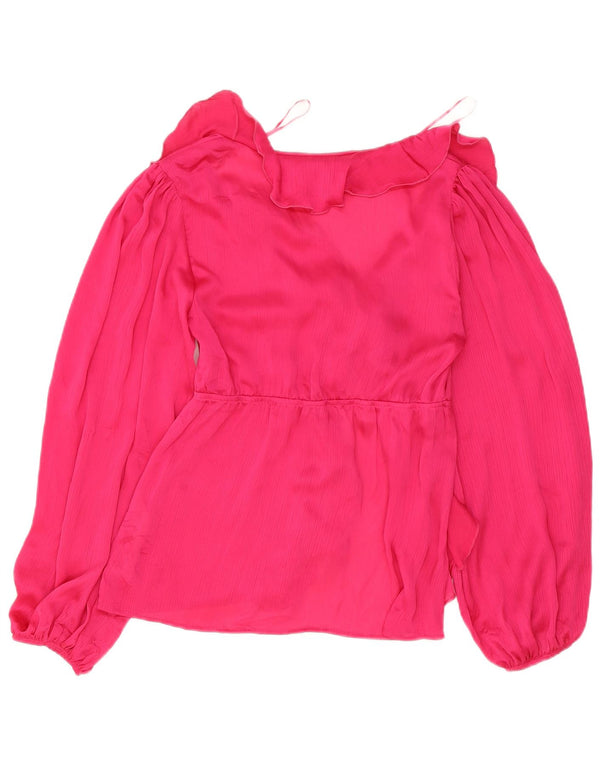 Zara ženska top bluza dugih rukava širokog kroja UK 6 XS od ružičastog poliestera