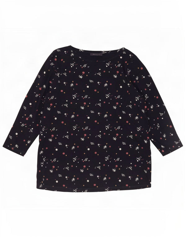 Marks & Spencer ženska majica s apstraktnim uzorkom 3/4 rukava UK 20 2XL tamnoplava
