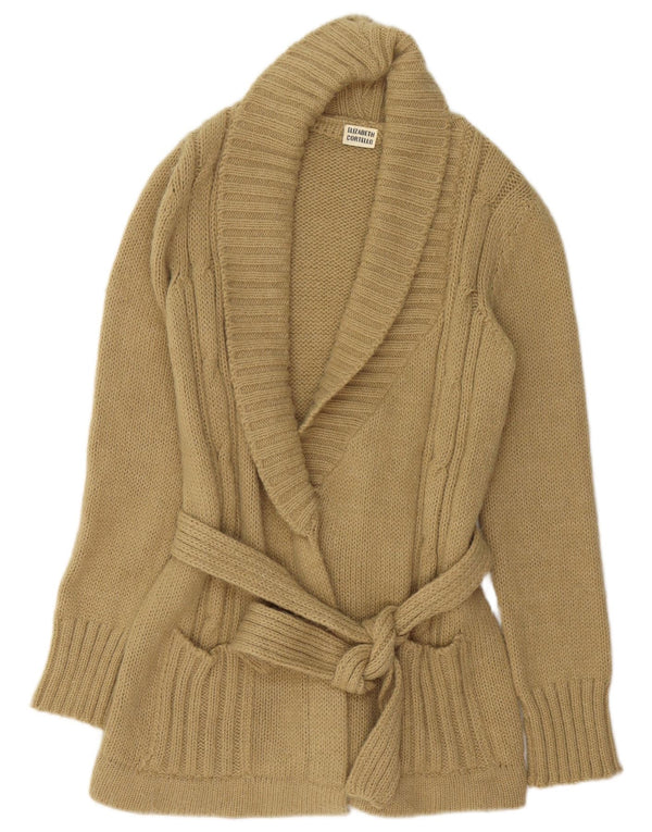 VINTAGE Ženski dugi kardigan pulover UK 14 Srednje bež