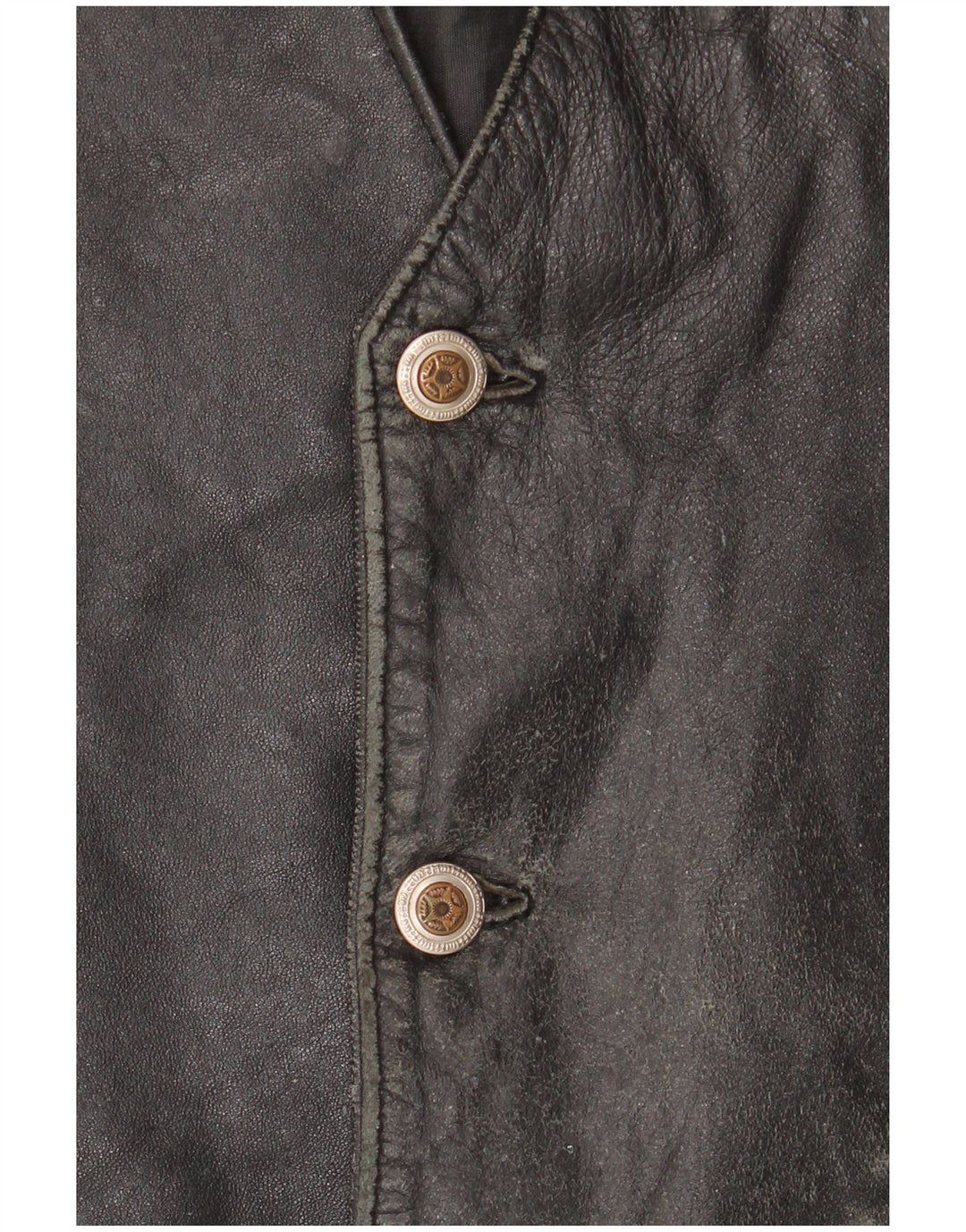 VINTAGE muški kožni prsluk IT 52 Veliki crni kožni