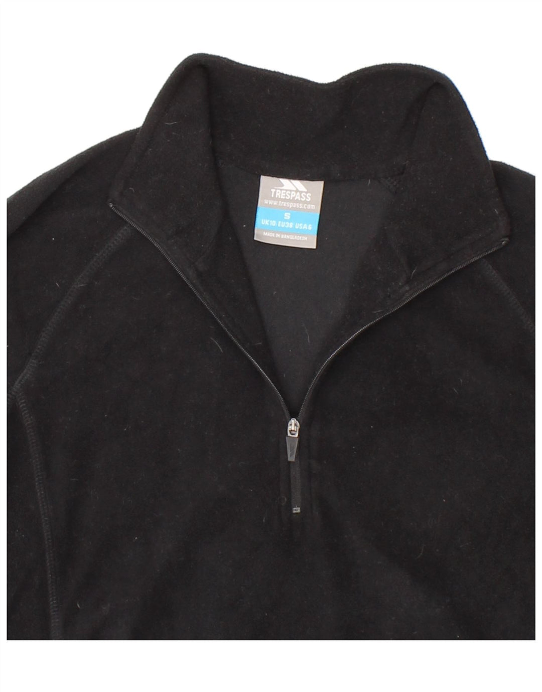 TRESPASS Womens Zip Neck Fleece Jumper UK 10 Small  Black Polyester Vintage Trespass and Second-Hand Trespass from Messina Hembry 