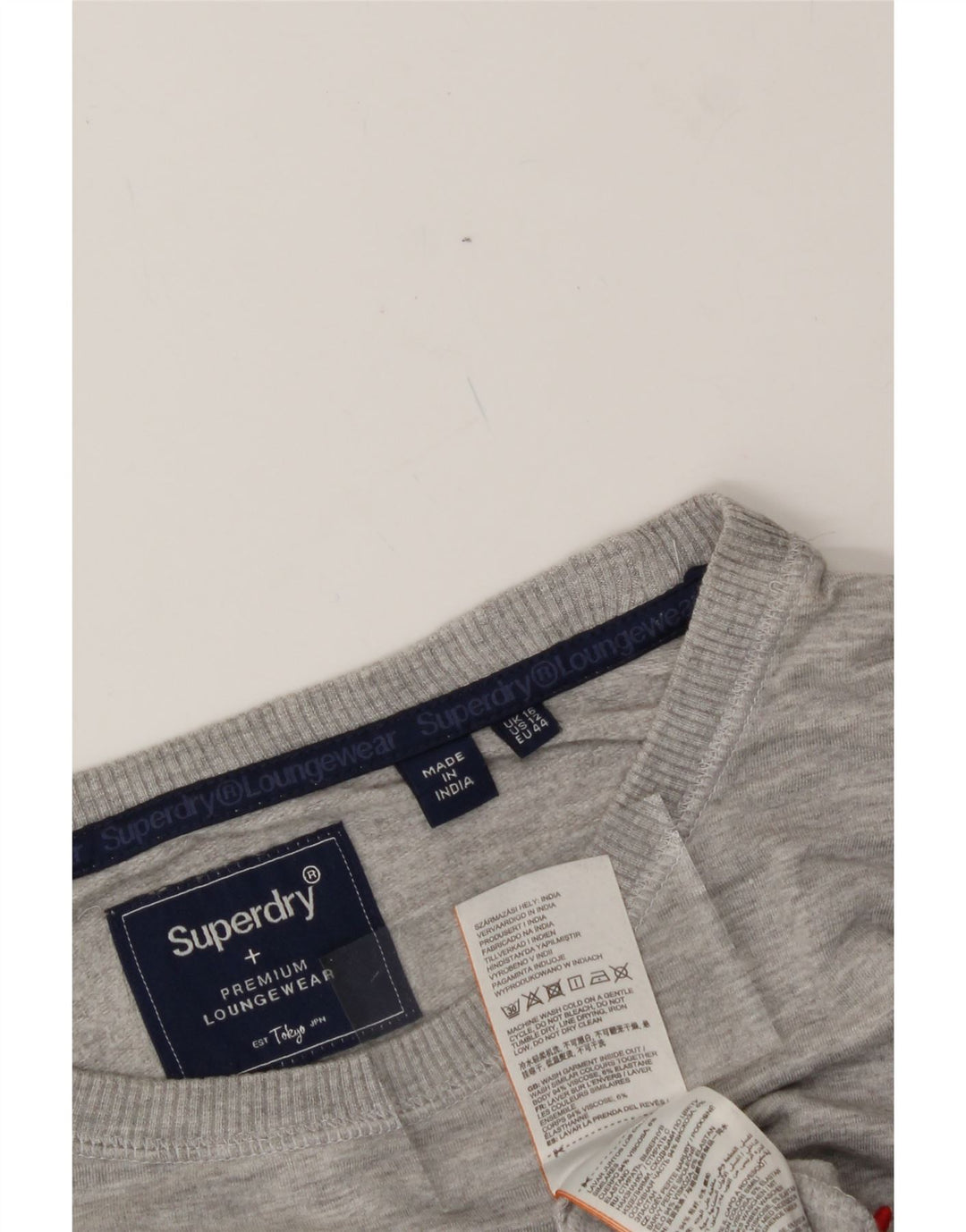 SUPERDRY Womens Oversized Boat Neck Jumper Sweater UK 16 Large Grey Vintage Superdry and Second-Hand Superdry from Messina Hembry 