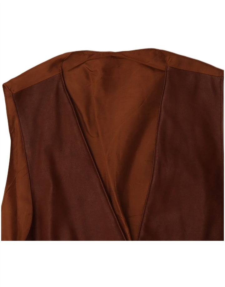 VINTAGE muški kožni prsluk veliki smeđi kožni