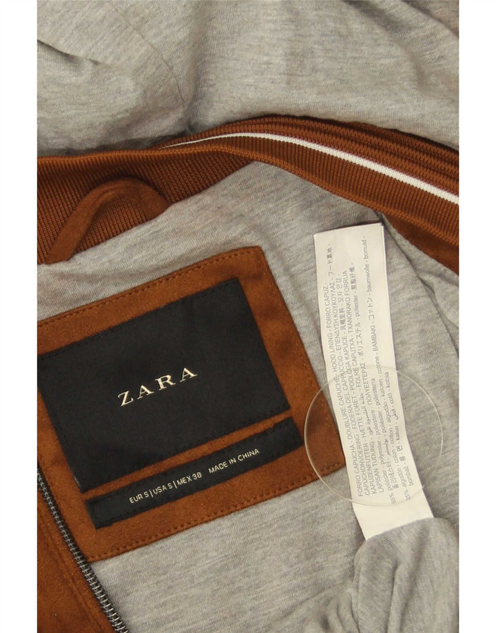 Zara muška bomber jakna s kapuljačom UK 36 mali smeđi poliester