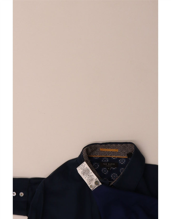 TED BAKER Mens Shirt Size 4 Large Blue Pinstripe Cotton