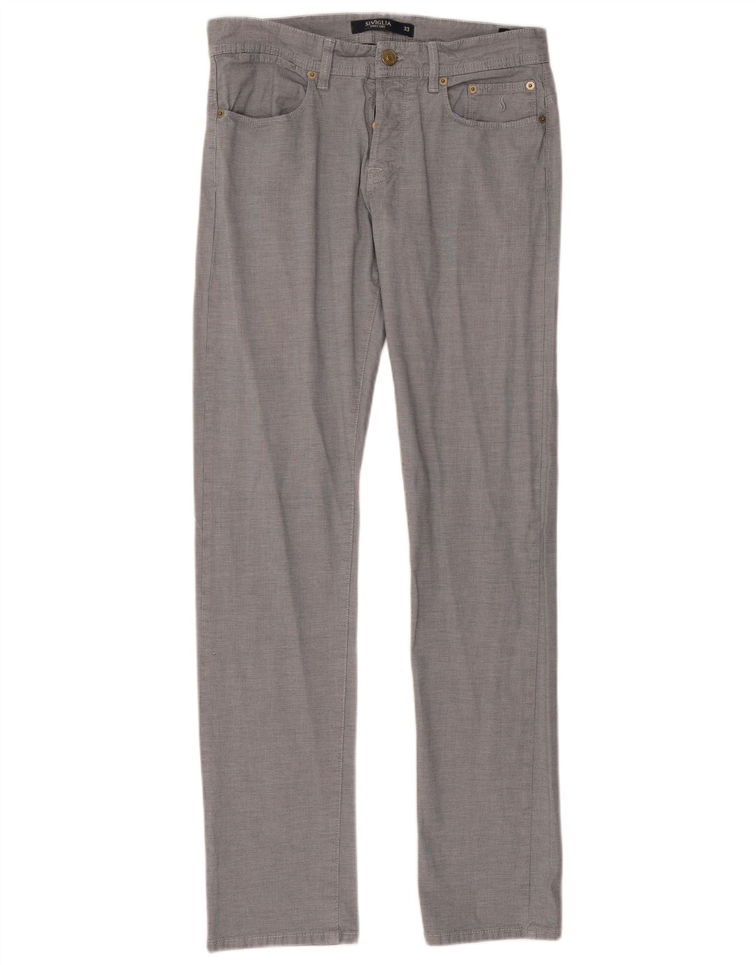 SIVIGLIA Ženske ravne ležerne hlače W33 L33 plavi karirani pamuk