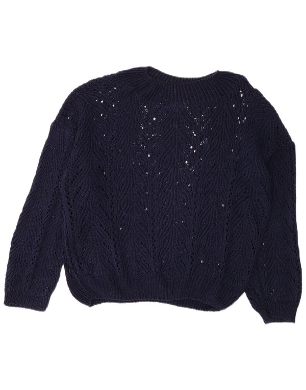 Vintage ženski džemper s okruglim izrezom UK 18 XL tamnoplavi