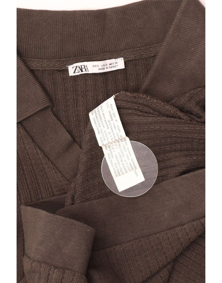 Zara muška polo majica mala, smeđa pamučna