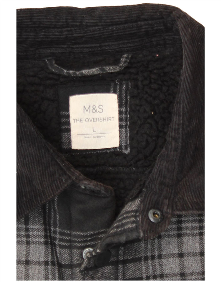 Marks & Spencer muška flanelska košulja Lumberjack, veliki sivi karirani pamuk