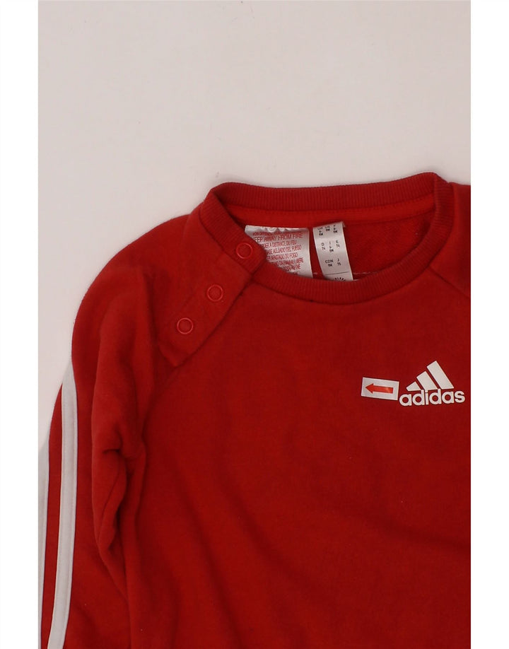 ADIDAS Baby Boys Sweatshirt Jumper 6-9 Months Red Cotton