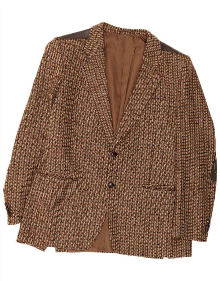 Vintage muška jakna sa 2 gumba IT 52 XL smeđa vuna u obliku ptičje zube